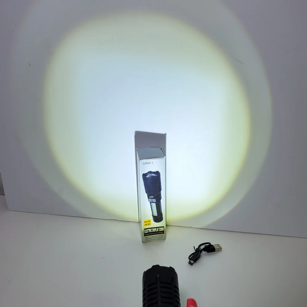 Rechargeable LED Multi-Function Zoom Digital Flashlight Side Work Outdoor Light